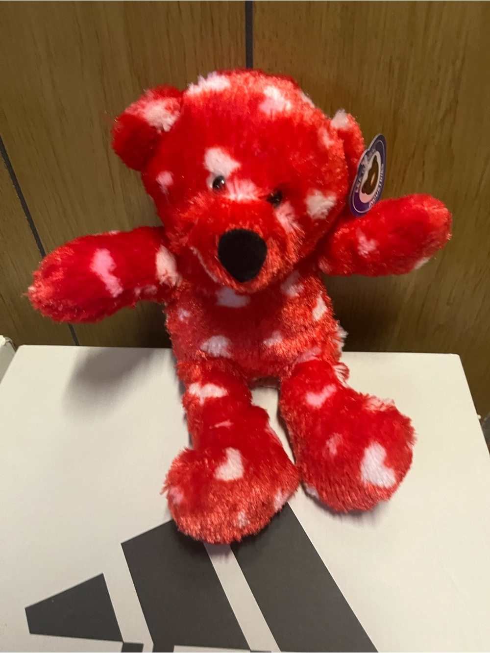 Red Heart-Pattern Plush Teddy Bear - Soft Kids Toy